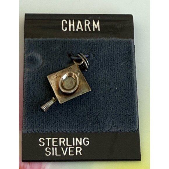 Vintage 90's NOS Sterling 925 Silver Graduation Cap Hat Charm - Picture 5 of 6